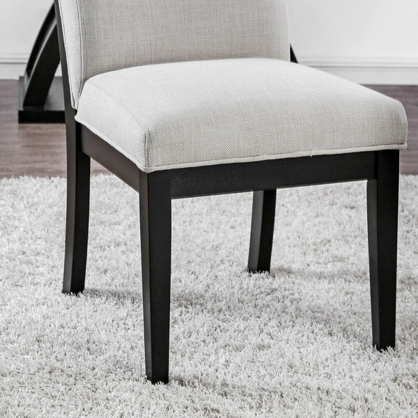 English Elm Modern Two-Tone Beige & Black Tufted Side Chairs Set of 2 — Tapered Legs, Padded Cushions, Ergonomic Support B011P387139