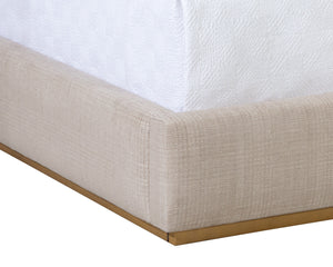 Sunpan Danbury King Bed in Naya Check Cream - Modern Comfort with Rustic Bronze Accents for Stylish Interiors