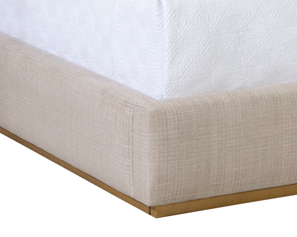 Sunpan Danbury King Bed in Naya Check Cream - Modern Comfort with Rustic Bronze Accents for Stylish Interiors