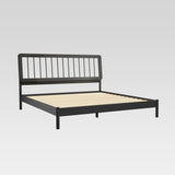 Spindle Midcentury Modern Solid Wood King Bed Black CMAB8BBL Walker Edison