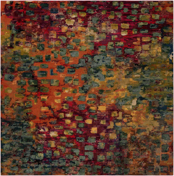 Unique Loom Jardin Ivy Machine Made Abstract Rug Multi, Cream/Light Blue/Navy Blue/Gray/Gold/Green/Burgundy/Orange/Purple/Violet/Pink 12' 2" x 12' 2"