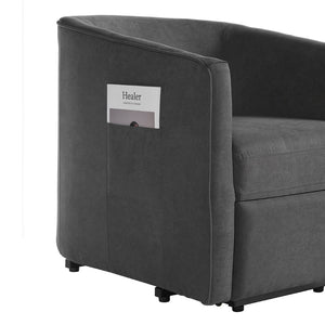 English Elm Power Lift Recliner Barrel Back Chenille Chair for Seniors with Footrest Pocket Dark Grey N719P355911R