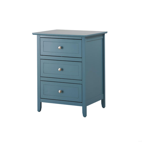 English Elm Teal Compact Nightstand with 3 Drawers for Modern Bedrooms — Vibrant Teal, Space-Saving, Sturdy Design B078112153