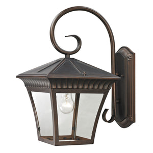 Thomas Lighting Ridgewood Outdoor Wall Sconce with Clear Glass Panels and Forged Metal Lantern Design 18 inches Bronze 8421EW/70
