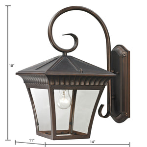 Thomas Lighting Ridgewood Outdoor Wall Sconce with Clear Glass Panels and Forged Metal Lantern Design 18 inches Bronze 8421EW/70