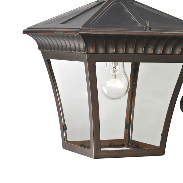 Thomas Lighting Ridgewood Outdoor Wall Sconce with Clear Glass Panels and Forged Metal Lantern Design 18 inches Bronze 8421EW/70