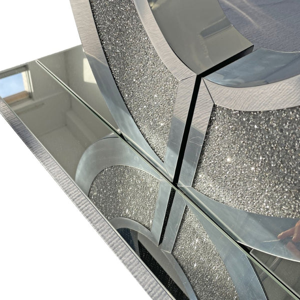 English Elm Mirrored Olive Console Table Crushed Diamante Glass Glam Hallway Entryway Accent W3836P427990