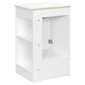 English Elm 20" Freestanding Bathroom Vanity Mdf Cabinet Ceramic Sink Open Shelves Powder Room White N725P364210K