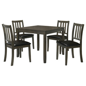 English Elm Rowland 5-Piece Dining Set with Honey Wood Table and Slat-Back Chairs, Black Leatherette Cushions Crafted for Casual Elegance Charcoal B062P353276