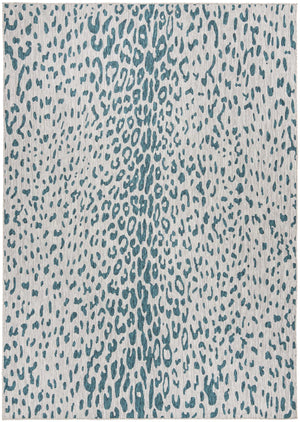 Unique Loom Outdoor Safari Samburu Machine Made Animal Print Rug Teal, Gray 7' 10" x 11' 0"