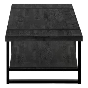 English Elm Coffee Coffee Table Rectangular 48" Rustic Black Laminate Top with Lower Shelf and Black Metal Legs Appeal B2710P219147