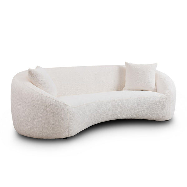 English Elm 3+1, Cloud Curved Boucle Sofa Three Seat Sculptural Arc for Modern Living Rooms W2664S00101