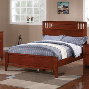 English Elm Simple Modern Full Size Bedframe with Carved Vertical Lines, Rubberwood MDF Construction, Elegant Design Cherry,Espresso 81 L x 8 W x 4 H B011S01987