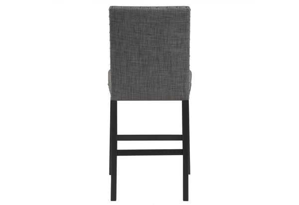 English Elm MARIAN Dark Gray Bar Stool Set of 2 — Transitional Fabric Upholstery, Nailhead Trim, Solid Wood Base, Easy Care Finish B201P256315