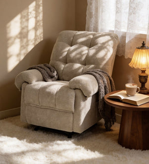 English Elm Camel Overstuffed Manual Recliner with High Density Padding for Modern Living Rooms Camel W5568P449829