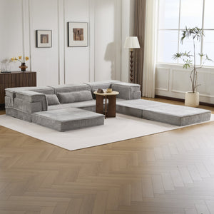 English Elm Compression Mahjong Sofa Bed – Versatile Modular Floor Sofa With No Assembly, Soft Fleece & Pillows W3723S00020