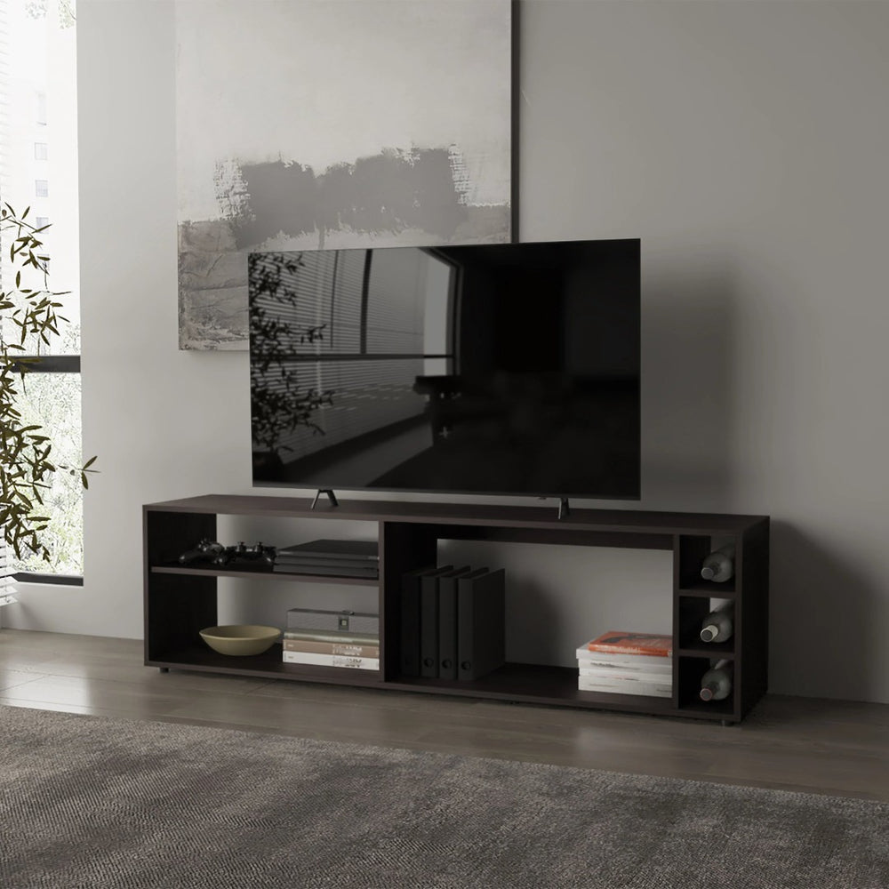 English Elm Wengue Tv Stand For 70" Screens – Elegant Melamine Finish, Open Shelves & Stylish Media Storage Solution B062P290264-GIGA