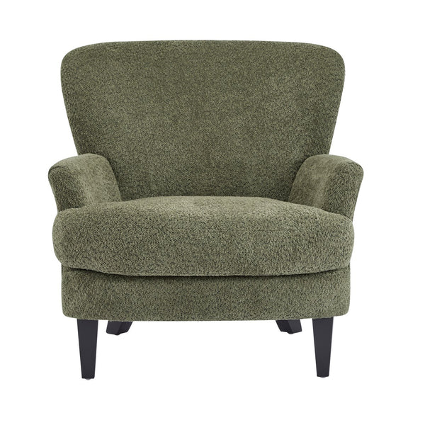 English Elm Christopher Knight Home® - Gerald Boucle Upholstered Club Chair with Tapered Birch Legs, Tonal Piping and Cozy Texture Black,Olive Green 32.25 L x 27.75 W x 20.75 H N776P243710S