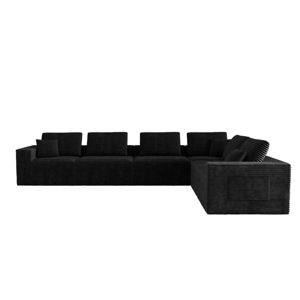 English Elm 141.73*106.30"modular Six Piece Corduroy Sectional Sofa No Assembly Plush Living Room Seating W3819S00142