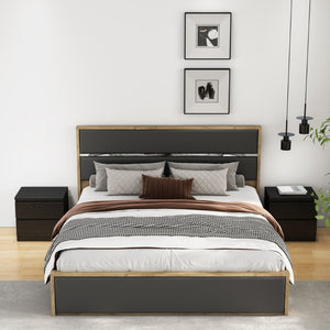 English Elm 19.7-inch Matte Finish Nightstand with Touch Release Drawers for Minimalist Bedrooms Black W3151P407884