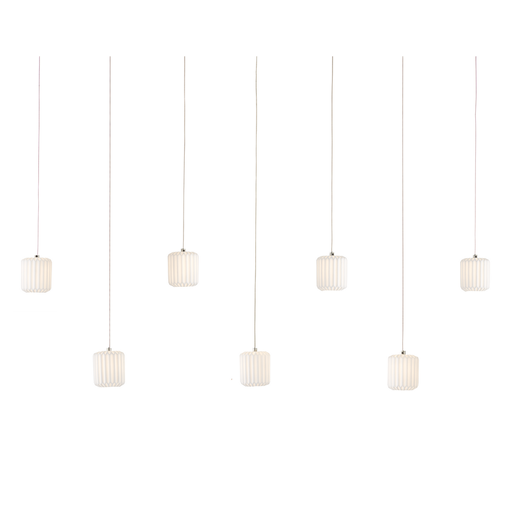 Dove 30-Light Multi-Drop Pendant with Pleated Ceramic Shades for Elegant Indoor Illumination