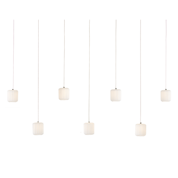 Dove 30-Light Multi-Drop Pendant with Pleated Ceramic Shades for Elegant Indoor Illumination