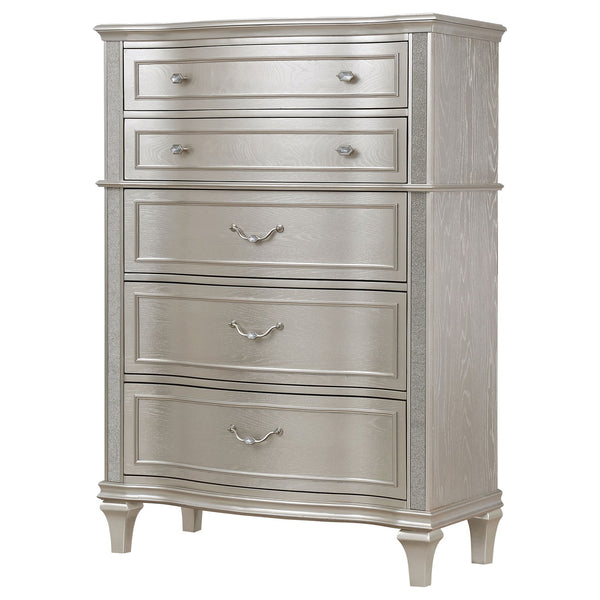 English Elm Katerina Silver Oak 5-Drawer Chest - Elegant Storage Solution With Hidden Drawer For Modern Bedrooms B062P358071