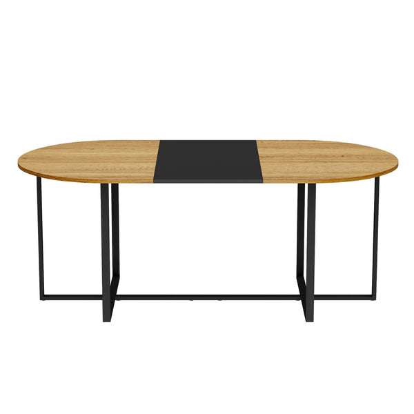 English Elm Sn-ovt200-8-wdbk Oval Dining Table Oak and Black Two-tone Modern Mdf Top Metal Base W3875P372904