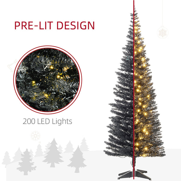 English Elm Homcom 5' Pre-Lit Slim Noble Fir Christmas Tree With 160 Warm White Leds - Ideal Space-Saving Decor W2225P249656