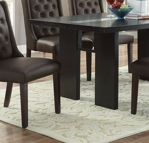 English Elm Contemporary 66" Rectangle Dining Table with Tempered Beveled Glass Top Espresso Finish Seats 6 Modern U-Shaped Support Hardwood Legs B011P207144