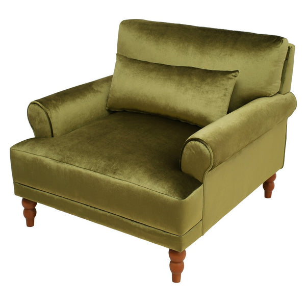 English Elm Mirod Oversized Polyester Accent Chair with Column Legs and Ergonomic Lumbar Support Green N760S0000028C