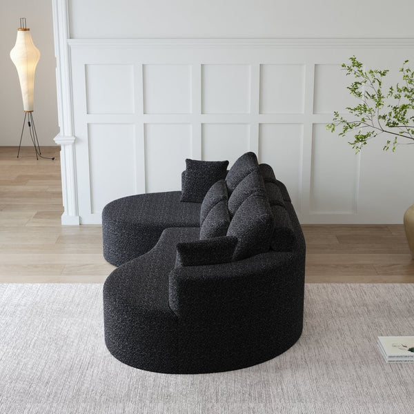 English Elm Modern Chenille Cloud Sectional Sofa with Deep Cushions and 7 Pillows for Living Room W834S00485