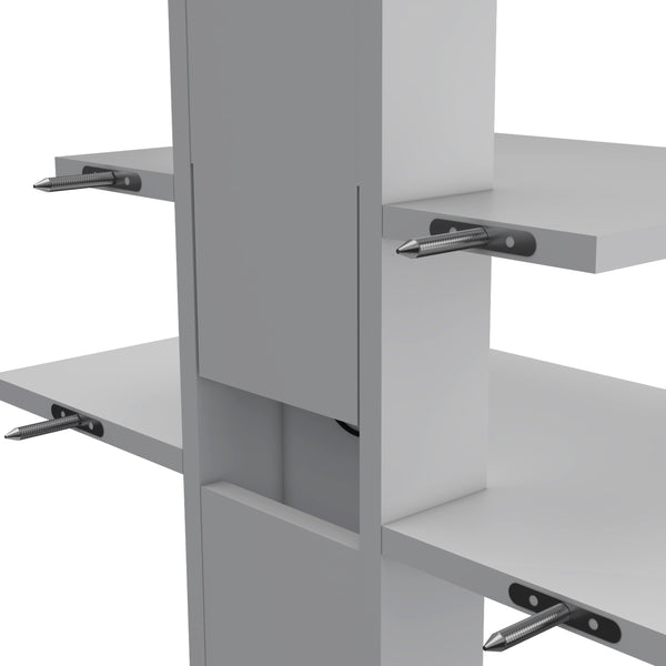 English Elm Minot Modern Floating Shelf Dual-Tier Wall Unit with Cable Management Covers, White MDF Finish B128P176177