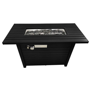 English Elm 24" Steel Propane Outdoor Fire Pit Table with Lid, Glass Beads, Lava Rocks, Cover & Shield - Weather-Resistant, Deck-Safe B120P204191