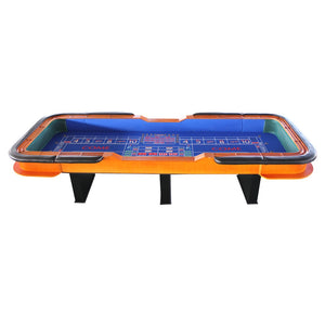 English Elm 12 Foot Casino Craps Table Blue Felt Surface Padded Rail Home Game Room Play W2748S00066