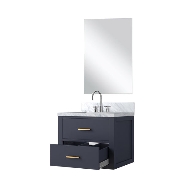 English Elm Blue Single Bath Vanity Set With Acrylic Countertop, Mirror & Faucet - Perfect For Small Spaces! B2731S01971