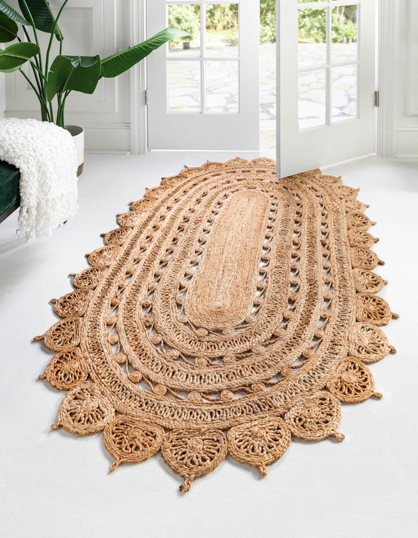 Unique Loom Braided Jute Punita Hand Braided Novelty Rug Natural,  7' 10" x 10' 0"