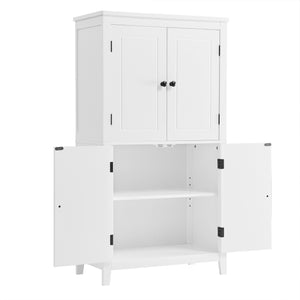 English Elm Elegant Bathroom Floor Storage Cabinet with 4 Doors, Adjustable Shelves, Anti-Tip Design, 28"L x 15"W White N725P188461K