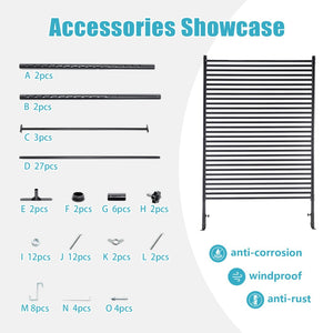 English Elm 71.26''x46.65'' Freestanding Steel Slatted Patio Privacy Screen Matte Black Outdoor Panel W1422P270178