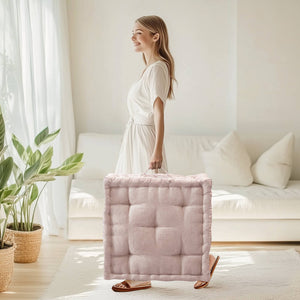 English Elm Poly Chenille Square Floor Pillow Cushion Plush 24x24 Inch Soft Polyester Seat Pad for Cozy Living Spaces Blush 3.22 L x 23.03 W x 12.8 H B035P280522