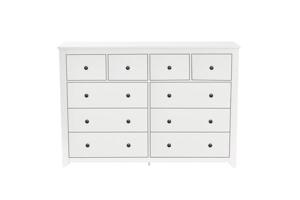 English Elm Modern 9-Drawer White Dresser — Sleek 3-Column Chest, Sturdy Waterproof Finish, Spacious Storage W1785P298992