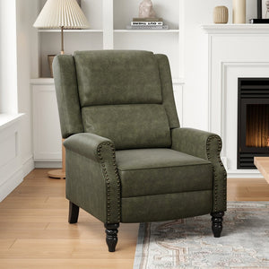 English Elm Faux Leather Pushback Recliner with Ergonomic Lumbar Support for Modern Living Spaces T3623P434282