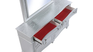 English Elm Mystic 6-Drawer Dresser in Light Gray Wood Finish with Velvet-Lined Top Drawers and Crystal Handles G150109160