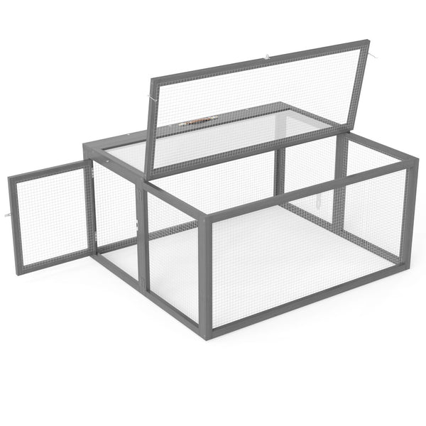 English Elm Folding Rabbit Hutch Fir Wood Galvanized Mesh Outdoor Enclosure with Secure Access W2181P363010