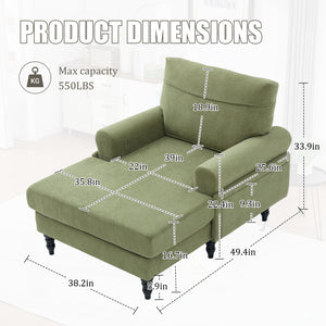 English Elm Modern Chenille Recliner Chaise Lounge Sofa Chair with High-Resilience Foam, Wide Seat, 550lb Capacity Olive Green W395P371338