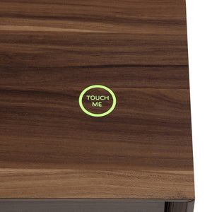 English Elm Raceloma Walnut TV Stand with Chrome Legs & LED Touch Light, Cord Management, Fits 65" TVs B2726P278172