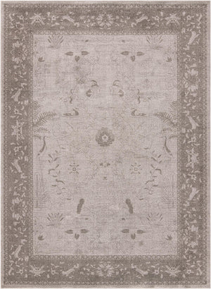 Unique Loom La Jolla Floral Machine Made Floral Rug Light Gray, Gray 9' 0" x 12' 2"