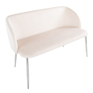 English Elm Bench Velvet Upholstered Glam Seating with Chrome Legs for Bedroom or Entryway B202P471366
