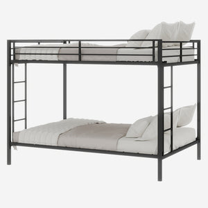 English Elm Multi-Functional Square Tube Iron Bunk Bed with Dual Ladders, Sturdy Space-Saving Frame for Rooms Black W1935P360917
