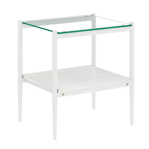 English Elm Set Of 2 Modern Rectangle End Tables With Tempered Glass Top, Mdf Shelf & Sturdy Iron Legs For Living Room W241P184247-GIGA